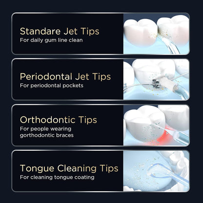 Water Flosser [ Mini Cordless Portable ] Oral Irrigator Water Teeth Cleaner Pick, Telescopic Water Tank, 3 Modes & IPX7 Waterproof, Home & Travel Water Floss for Teeth, Braces Bridges Care (Black)