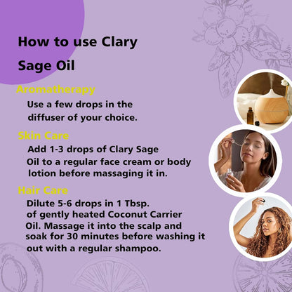 Clary Sage Essential Oil 1 oz-100% Pure & Undiluted Clary Sage Oil for Diffuser, Skin, Massage, DIY