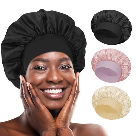 3pcs satin bonnet silky bonnet