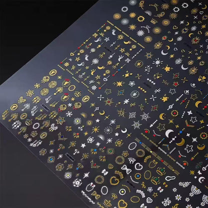 20 Sheets Gold Nail Stickers Star Moon Nail Art Stickers 3D Embossed Self Adhesive Nail Decals Flower Butterfly Heart Nails Design Nail Art Decals for Women Manicure DIY Decoration