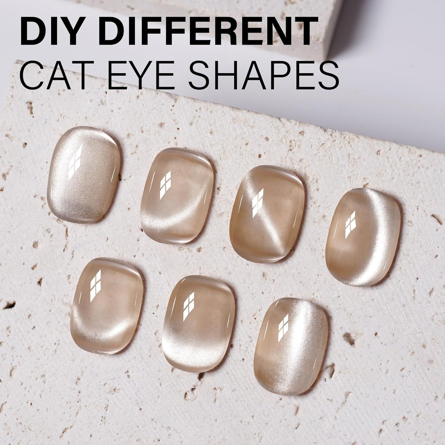 AILLSA Cat Eye Gel Nail Polish Champagne Gold Crystal Polish with Magnet, Jelly Glitter Glass Nail Polish Reflective Sparkle Translucent Shimmer Color U V Gel Salon DIY at Home 0.5 OZ GF29