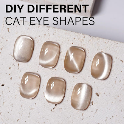 AILLSA Cat Eye Gel Nail Polish Champagne Gold Crystal Polish with Magnet, Jelly Glitter Glass Nail Polish Reflective Sparkle Translucent Shimmer Color U V Gel Salon DIY at Home 0.5 OZ GF29