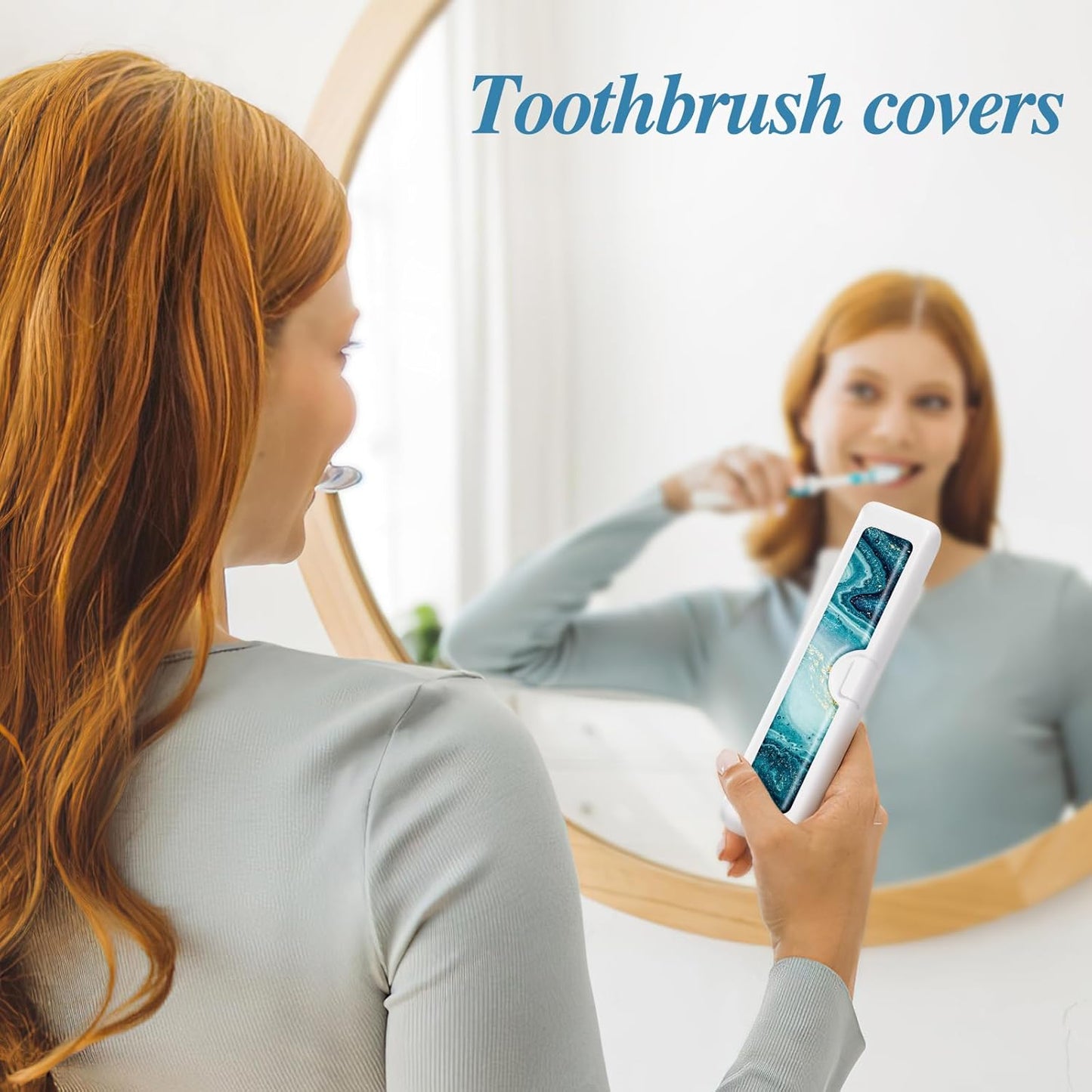 2 Pcs Toothbrush Travel Case - Colorful Pattern, Holder and Covers for Toothbrushes, Includes Tongue Scraper Case