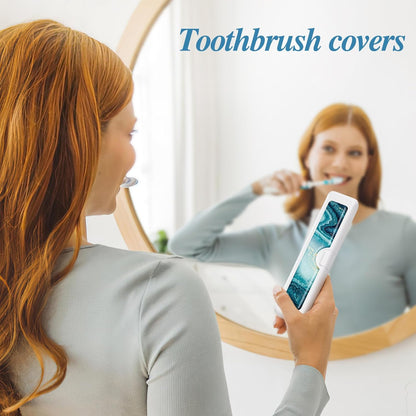 2 Pcs Toothbrush Travel Case - Colorful Pattern, Holder and Covers for Toothbrushes, Includes Tongue Scraper Case