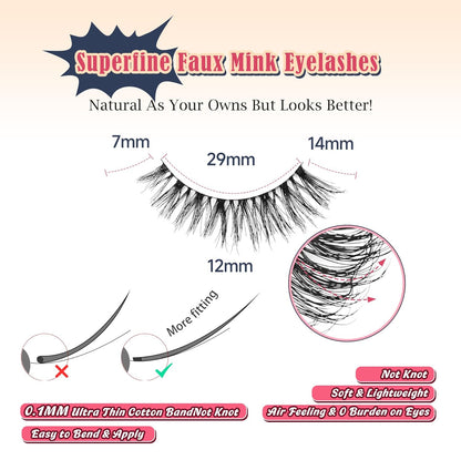 Wipsy Lashes Cat Eye False Eyelashes Natural Look 7 Pair Lash Strips Siligli