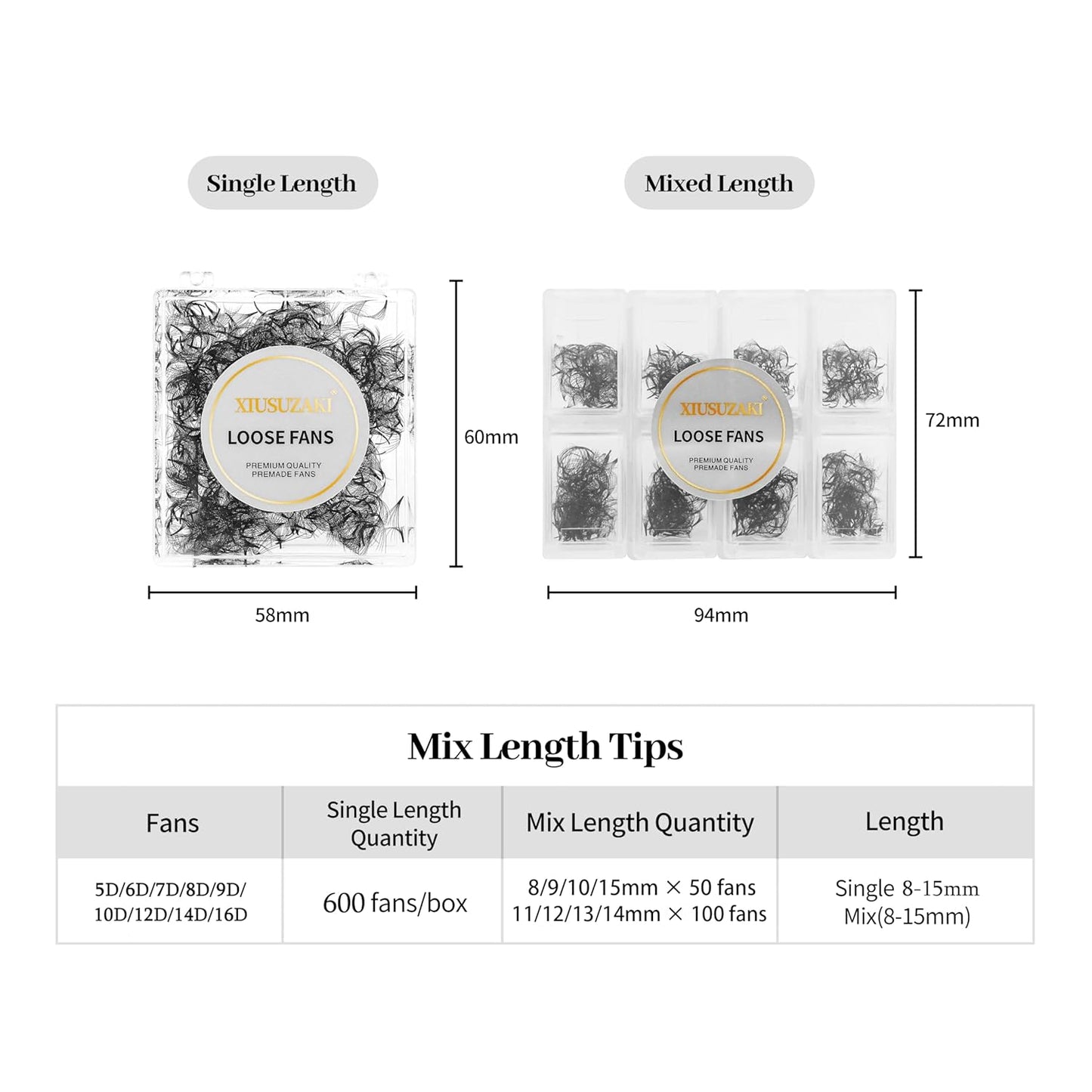 Premade Eyelash Fans - 600 Fans, 10D, 0.07mm Thick, D Curl, 9mm Fluffy, Soft Volume Lash Extensions