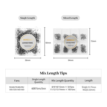 Premade 600 Fans Lash Extensions - 10D, 0.07 Thickness, D Curl, 15mm Fluffy Soft