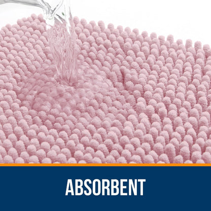 OLANLY Bathroom Rugs 24x16, Extra Soft Absorbent Chenille Bath Rugs, Rubber Backing Quick Dry, Machine Washable Bath Mats for Bathroom Floor, Tub and Shower, Home Decor Accessories, Dusty Rose