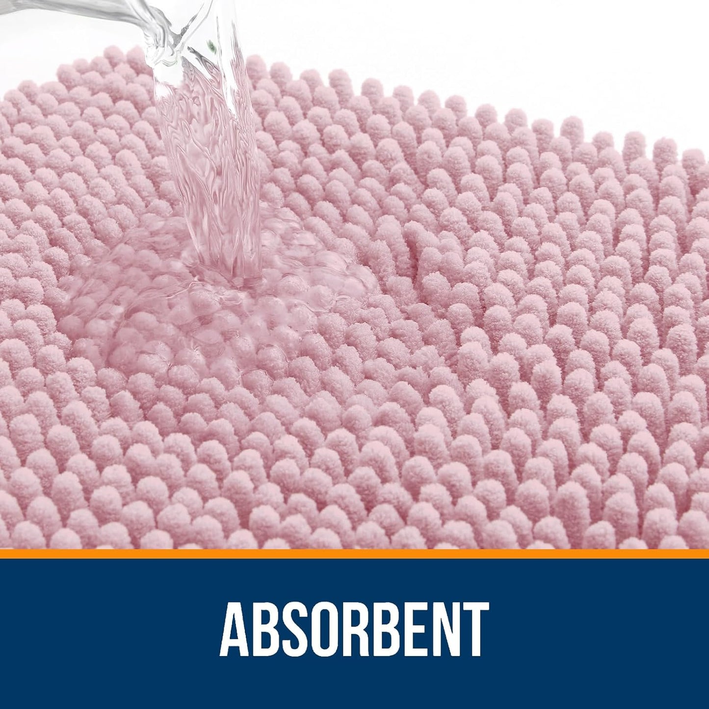 OLANLY Bathroom Rugs 36x24, Extra Soft Absorbent Chenille Bath Rugs, Rubber Backing Quick Dry, Machine Washable Bath Mats for Bathroom Floor, Tub and Shower, Home Decor Accessories, Dusty Rose