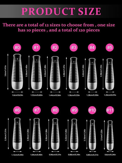 EBANKU Poly Gel Nail Forms, 120 PCS T-Shape Dual Nail Forms for Builder Gel Square Nail Extension Tips for Structure Nail Art Manicure Tools Salon at Home-12 Sizes