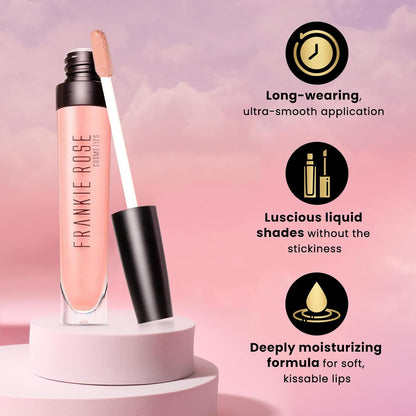 Frankie Rose Cosmetics Lip Gloss | Non-Sticky Formula, Long Lasting Gloss Shimmer, Bold Pigment & Hydrating Gloss of Lips, Girl Boss Shimmer Lip Gloss, 20g