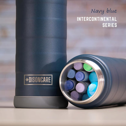 DISONCARE Intercontinental 74H 7 Insulin Pens Cooler Travel Case Medical Travel Diabetes Medicine For Traveling TSA Approved Ice Pack Medication Diabetic Gifts With QR Medical ID（Navy Blue）