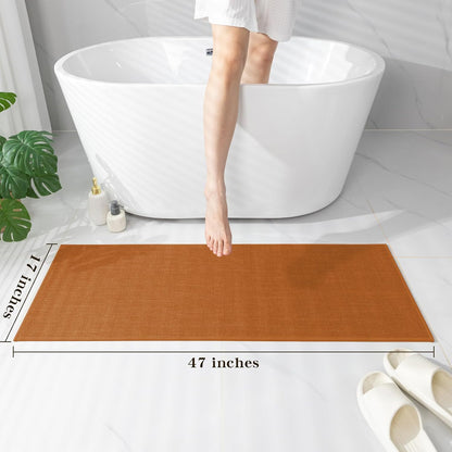 chakme Bathroom Rugs Mat 47x17, Ultra Thin Non Slip Bath Rug Runner Quick Dry Absorbent Bath Mat for Bathroom, (Orange, 47"x17")