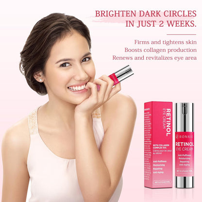 Retinol Eye Cream for Dark Circles: Anti-Wrinkle Eye Cream with Hyaluronic Acid - Reduce Under Eye Bags
