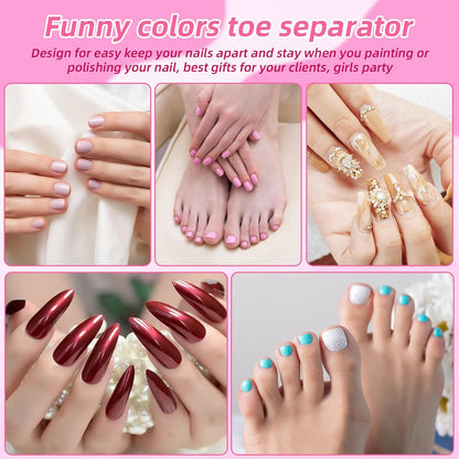 500 Pcs (250 Pairs) Toe Separators Pedicure Tool Kit Soft Toe Spacers for Pedicures Spreaders Finger Dividers for Women Men Feet Nail Toenails Art Painting Polish Spa