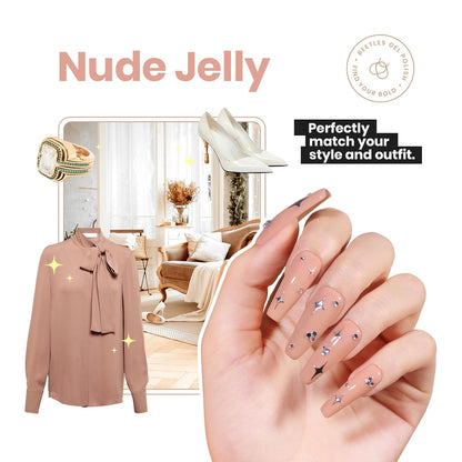 Beetles Nail Polish - Jelly Nail Polish Nude Nail Concealer Fast Dry Quick Natural Brown Nail Strengthener and Growth Treatment for Thin and Damaged Nails,0.51 FL OZ