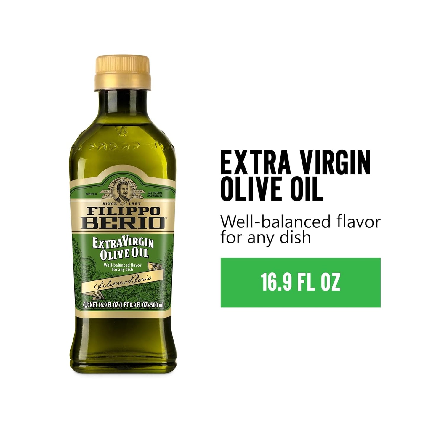 Filippo Berio Cold Pressed Extra Virgin Olive Oil, 16.9 Ounce rPET Bottle
