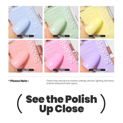 Beetles Pastel Nail Polish Set -6 Colors Pink Blue Yellow Nude Pink Purple Nail Polish Set Quick Dry Finger DIY Air Dry Nail Art Salon Home Pastel Reverie Gift for Women