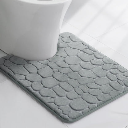 YIHOUSE Memory Foam Bath Mat Cobblestone Bathroom Rugs Super Water Absorbent Bath Mats for Bathroom Machine Washable Bath Rugs(20 x 24,Light Gray)