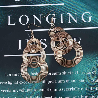 Punk Exaggerated Circle Drop Earring Long Circle Hoop Earrings Swirl Circle Earrings Gold Large Hollow Circle Dangle Earrings Jewelry for Women