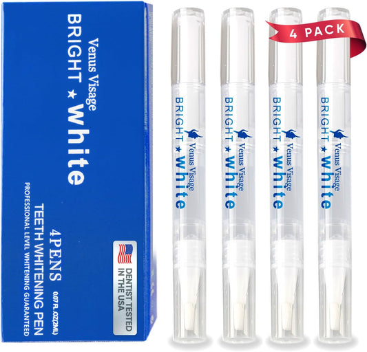Venus Visage Award Winning Teeth Whitening Pen, 20+ Uses - Teeth whitening Gel Professionally formulated - Best Teeth whitening kit Teeth Whitener - Low Sensitivity (Mint) (0.07 Fl Oz (Pack of 4))