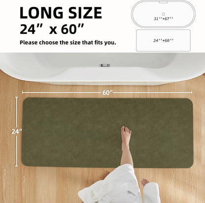 Bathroom Mat Quick Dry, Bathroom Rugs Non Slip Washable Thin Absorbent Bath Mat Fits Under Door Bathroom Floor Mat Perfect for Bath, Shower, or Sink 24"x60" Sage Green