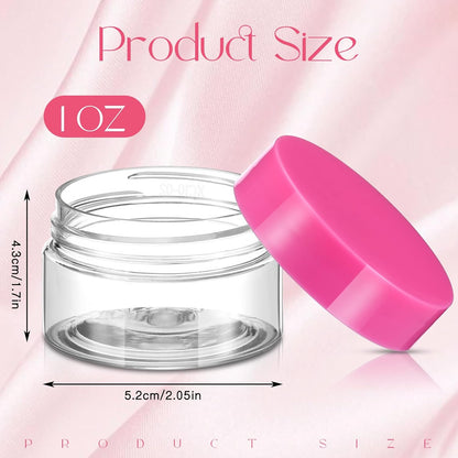 Patelai 4 Pieces Round Wide-mouth Leak Proof Plastic Container Jars with Lids for Travel Storage Makeup Beauty Products Face Creams Oils Salves Ointments DIY Making(1 Ounce,Pink)