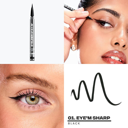 Sacheu Liquid Eyeliner STAY-N Long Wear Waterproof Eyeliner Pen with Ultra-Precise 360° Flexible Tip — Smudge-Proof Vegan & Cruelty-Free Eye Makeup, Eye’m Sharp