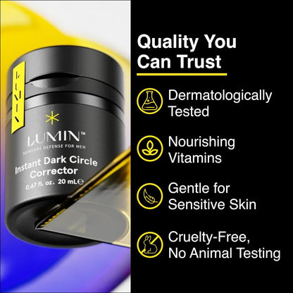 Lumin Instant Dark Circle Corrector for Men (Not A Concealer), Reduce The Look of Dark Circles, Puffiness, Under Eye Men Makeup, Men's Color Correcting Eye Cream, 20mL