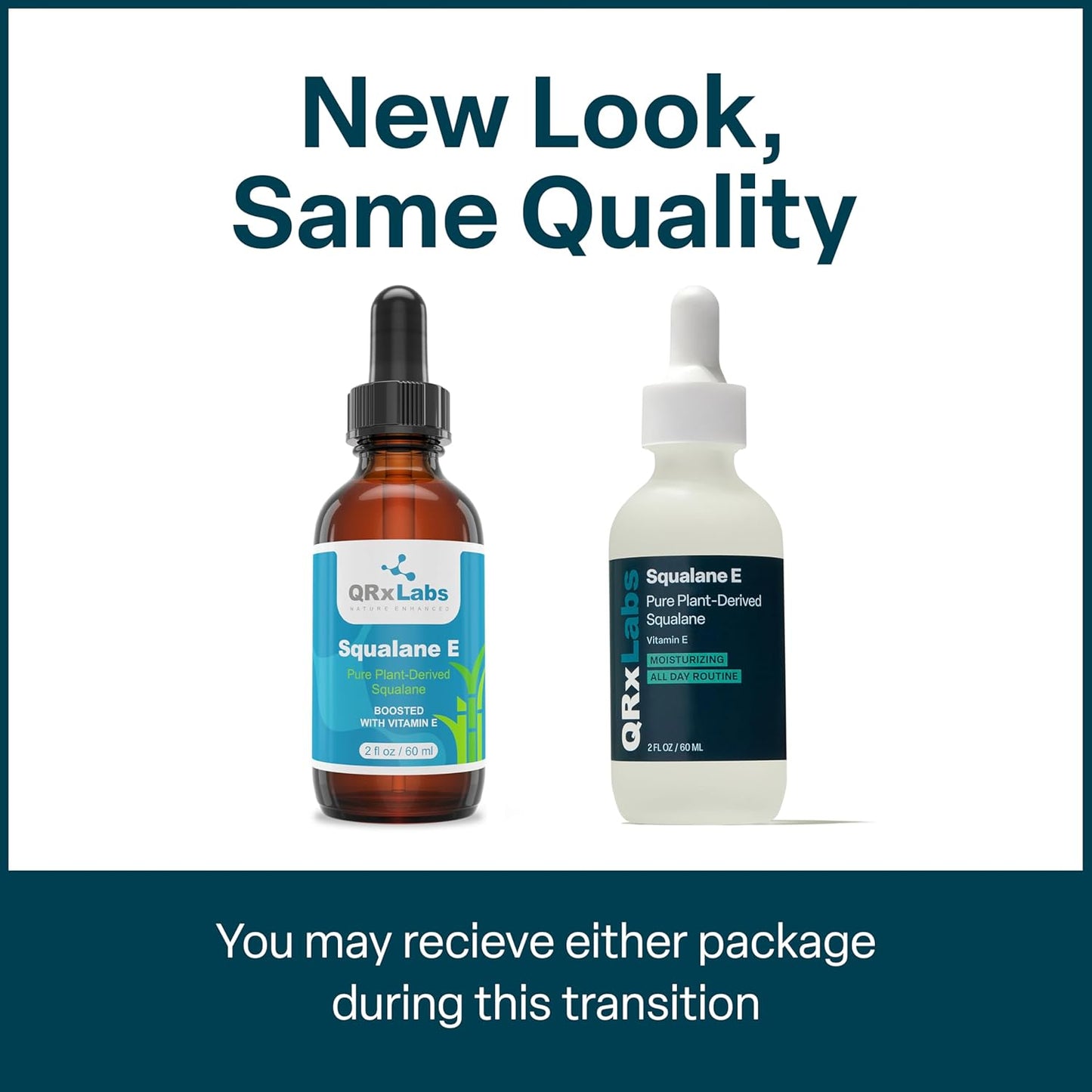 QRxLabs Squalane Oil for Face & Organic Vitamin E Oil - 2 Fl Oz, Unscented - Body & Hair Care - Fine Line & Wrinkle Treatment