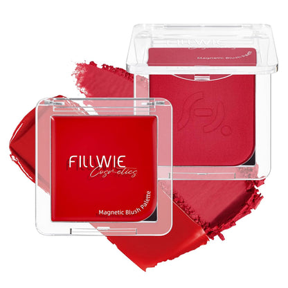 Blush Palette Duo – Cream & Powder Blush Set in Classic Red, Long-Wearing & Moisturizing, Easy to Blend, Radiant Coverage for Cheeks, Eyes & Lips, Magnetic Palette Compatible (2Pack,Merlot Mood)