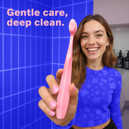 Max Extra-Soft Toothbrush for Adults Sensitive Gums – Gentle Bristles, Wide Angled Head for Back Teeth, Ergonomic Non-Slip Grip, BPA-Free Handle, Individually Wrapped, 4-Pack(Pink)