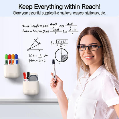 MoKo Magnetic Dry Erase Marker Holder 2Pack, Magnetic Marker Holder for Whiteboard, Pen Case Pencil Storage Organizer for Office, Locker, Refrigerator, White