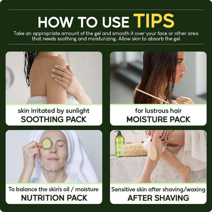 Aloe Vera Gel - for Sunburn Relief - Big 33.8oz / 1000ml - 98% Pure Aloe Vera - For Face, Skin and Hair - After Sun Care lotion - Sun Burn Moisturizer Cream (33.8 Fl oz)