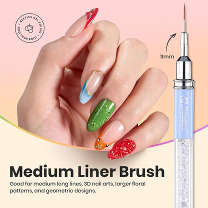 Beetles Gel Polish Nail Art Liner Brushes 5Pcs Painting Art Design Pen Set Diamond Application Rhinestone Handle Drawing Nail Art Brushes Tools Sizes 5/6/11/20/25mm Nail Art Design Gift for Women