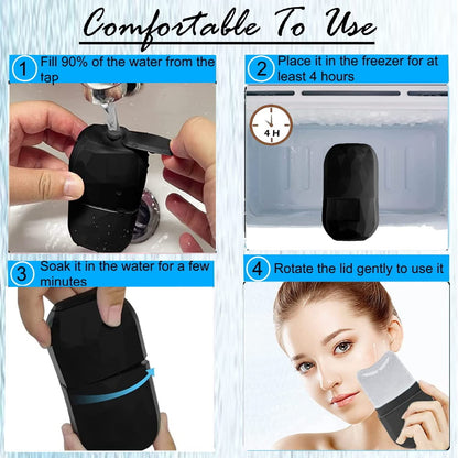 Ice Roller for Face and Eyes, Face Massager Use for Tighten & Double Skin Tone, Enhance Your Natural Glow with Ice Face Roller (Smoky Black)