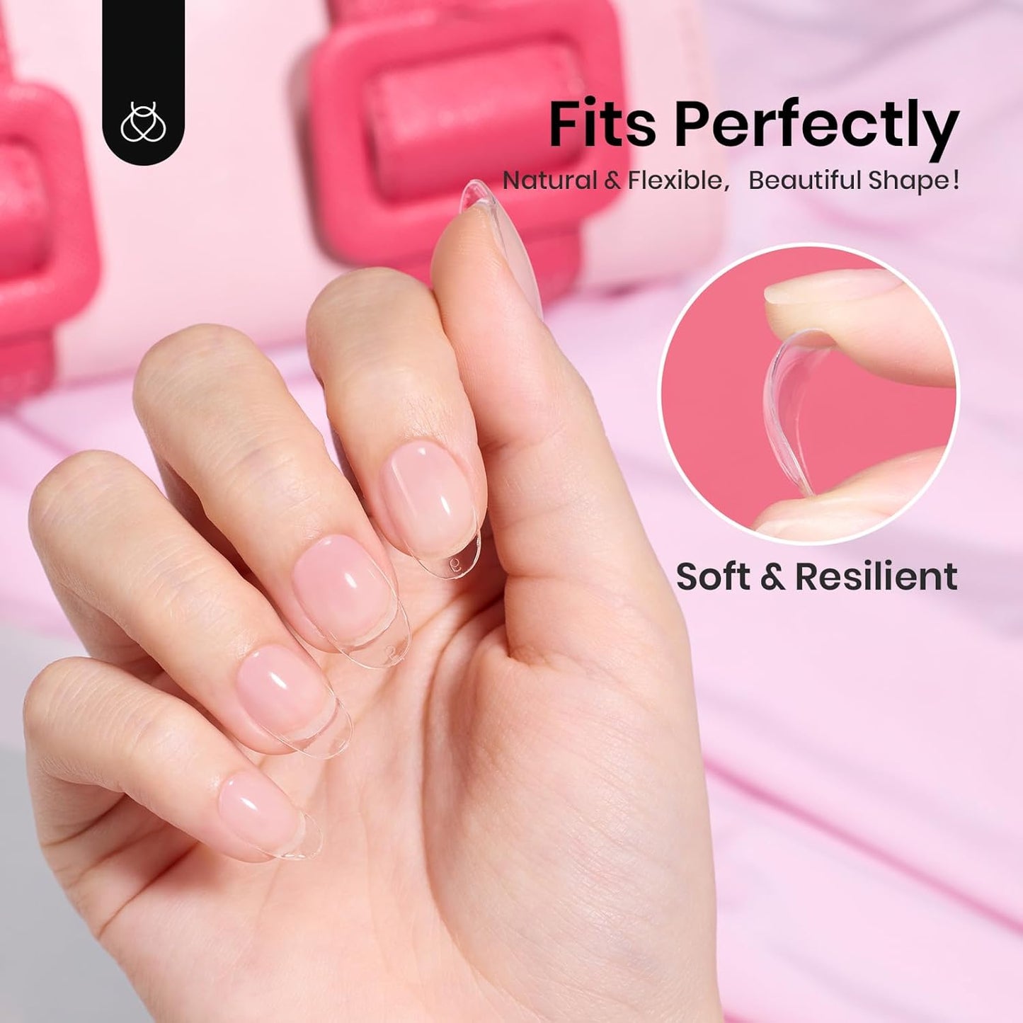 Beetles Gel Nail Tips 288Pcs Pre-Shaped Short Oval Fake Nails Gelly Tips Clear Press on Nail Tips Full Cover False Nails Gifts for Girls Women Gelly Tips Home DIY Nail Salon