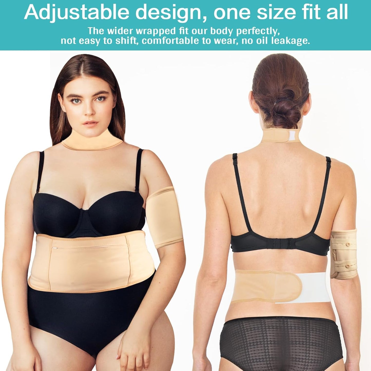 5 Pcs Castor Oil Wrap, Adjustable Elastic Organic Castor Oil Packs for Belly Waist Neck Knee,Castor oil Pack Wrap Pads for Liver Detox Blood Circulation Women Men Christmas Gifts