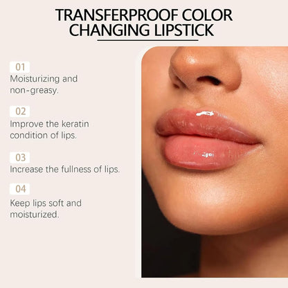 MUNIP Transferproof Color Changing Lipstick,Gold Crystal Ph Color Changing Conservation Clear Lipstick Set,Flower Jelly Lipsticks Set,Long Lasting Moisturizing Nutritious Lip Gloss for Women (1set)