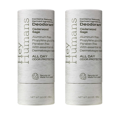 Hey Humans Deodorant, Aluminum Free Deodorant for Women and Men, Contains Naturally Derived Ingredients, All Day Odor Control, Refreshing Deodorant Essential Oils, Cedarwood Sage