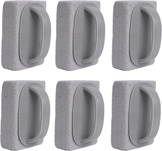 6Pcs Pumice Stone for Cleaning, Pumice Stone for Pool Tile Cleaning Pumice Stone Cleaner Brush with Handle, Pumice Cleaning Stones Scouring Stick Hard Water for Bathtubs Grills Swimming Pools
