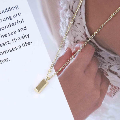 Vintage Square Pendant Necklace Polish Square Necklace Square Choker Necklace Gold Ball Chain Necklace Jewelry for Women (Gold)