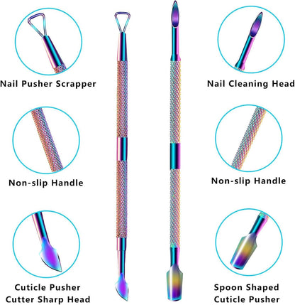 Cuticle Trimmer with Cuticle Pusher, Cuticle Remover Cuticle Scissors Manicure Tools, Professional Stainless Steel Cuticle Cutter, Dead Skin Remover Nail Tools for Fingernails and Toenails