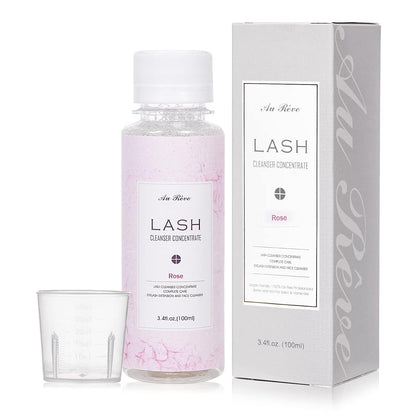 Eyelash Cleanser Concentrate 100ml Lash Extension Shampoo Oil-Free Eyelash Extension Shampoo with Salon Home Care -Makes 20 Bottles 60ml Lash Shampoo, Rose