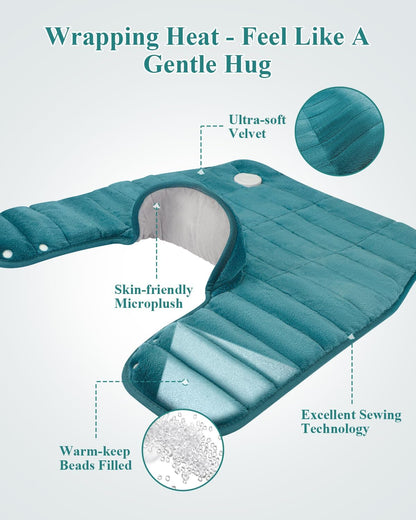 Heating Pad for Neck and Shoulders and Back, 24 x 23 XL Large Heat Wrap for Pain Relief, Birthday Gifts for Women Mom, 2.2lb Weighted, 6 Heat Settings, 4 Timers, Blue