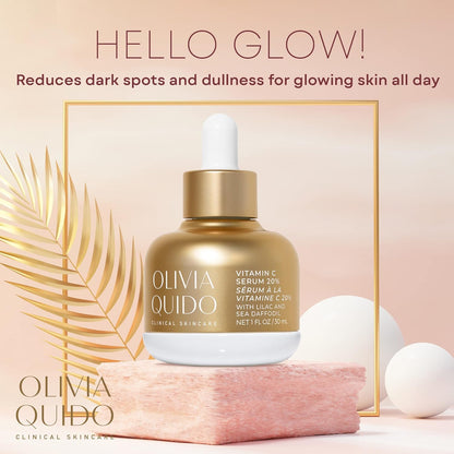 OLIVIA QUIDO Skincare Vitamin C Serum 20% with Lilac & Sea Daffodil 3.6oz | Hydrating, Skin-Brightening, & Anti-Aging | Vitamin C & Hyaluronic Acid Serum for the Face with Natural Botanicals