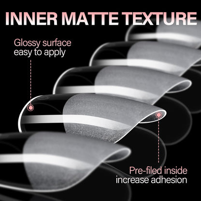 AILLSA Short Square Round Fake Nail Tips 240Pcs Soft Nail Gel Tips Pre-Shaped Acrylic Nail Tips, Half Matte Full Cover Press on False Tips for Nail Extension Home DIY 15 Sizes Gelly Tips