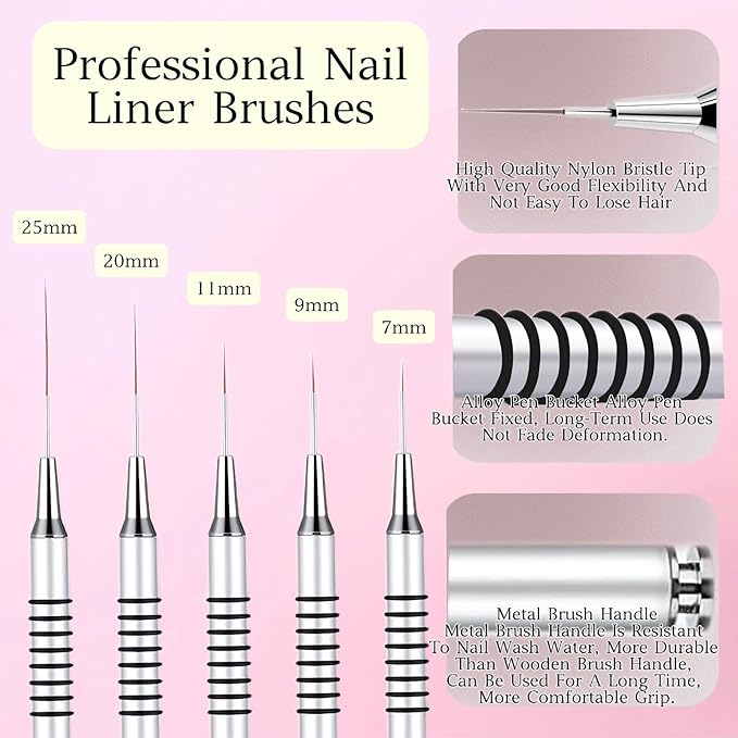 5pcs Nail Art Liner Brushes,Liner
