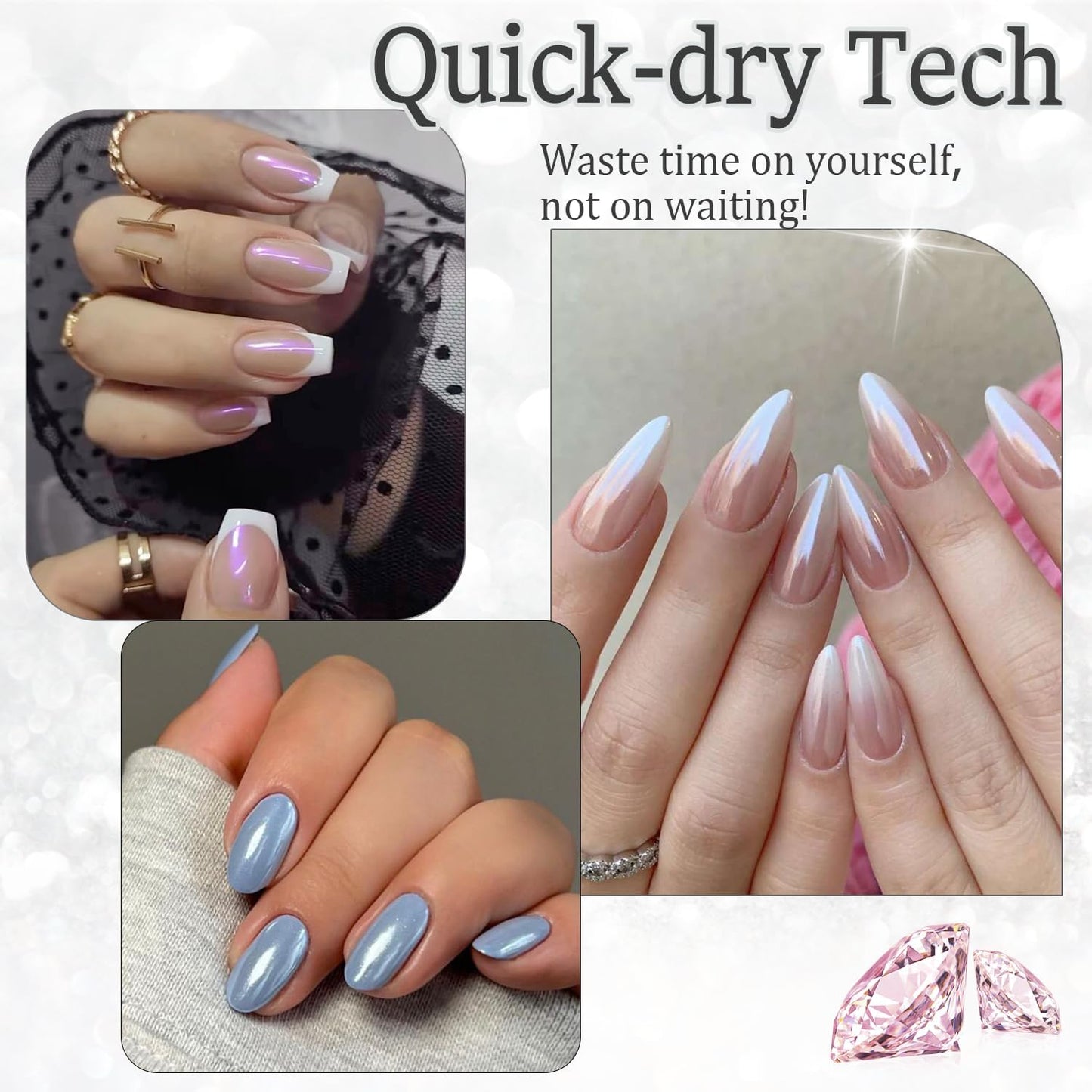 AZUREBEAUTY Shine Glitter Nail Polish Quick Dry Vegan Nail Polish Natural Shine Nail Lacquer Salon-Quality for Women Girl Gift Set 1Pcs 0.34 fl oz