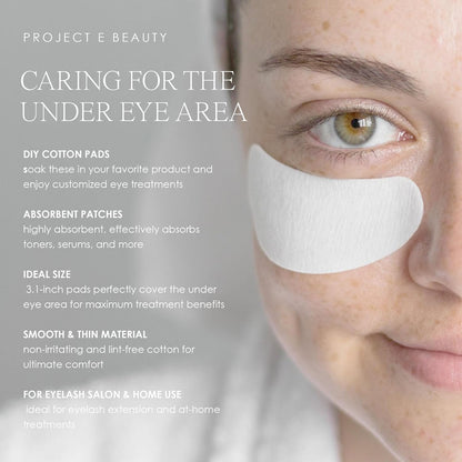 Project E Beauty 100pcs Disposable DIY Non-Woven Eye Mask Paper DIY Cotton Eye Care Mask | for Skincare & Spa Salon Use | Cosmetic Facial Paper for Toner, Serum, or Lotion (100, Eye Zone)